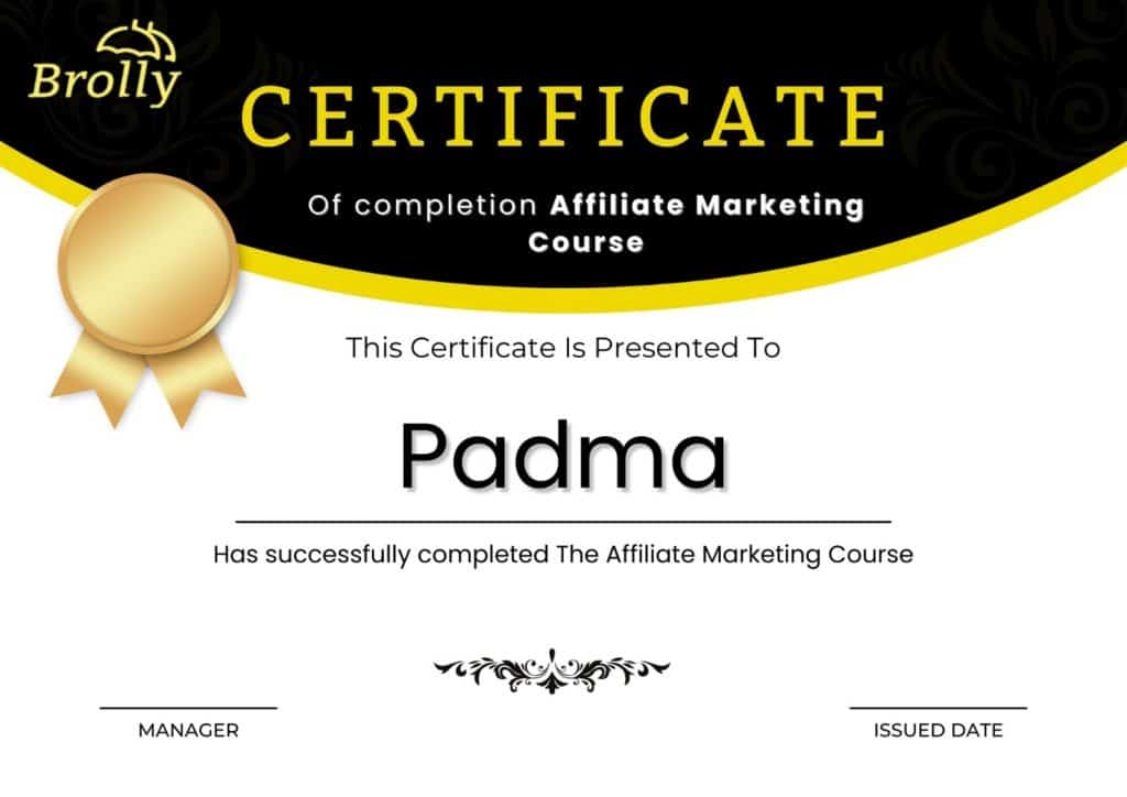 Affiliate Marketing Course Certificate
